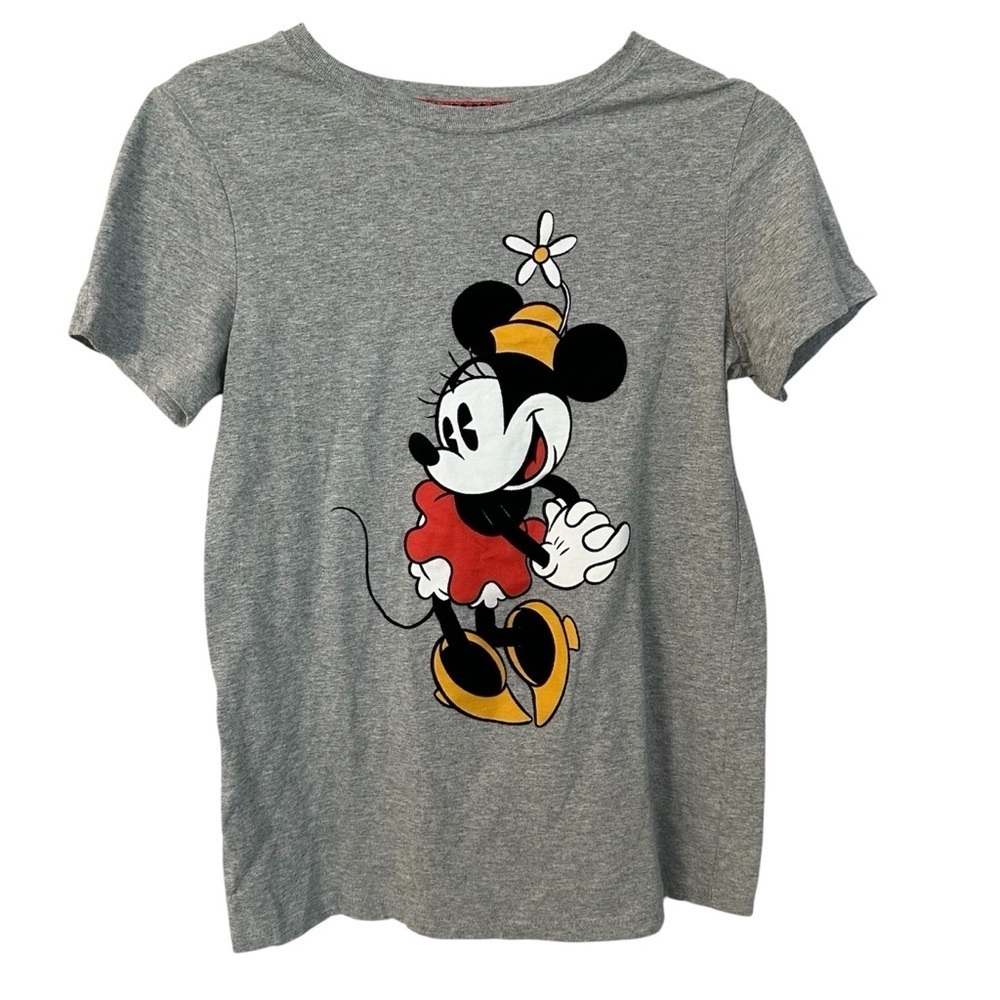 Disney Minnie Mouse Gray Short Sleeve Cotton Graphic T-Shirt Size M GUC